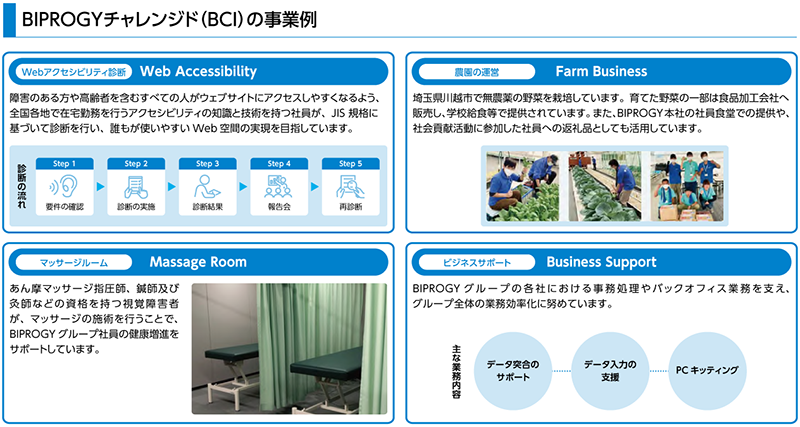 図版：BIPROGYチャレンジドの事業例